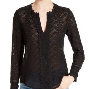 Rebecca Taylor Florence embroidered top silk sz 2